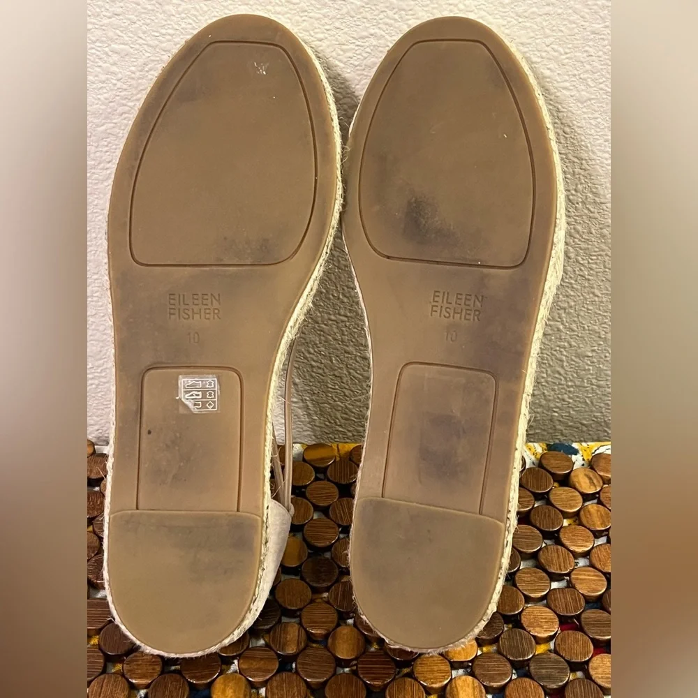 Eileen Fisher Lee Espadrille Flats Blush Print Subtle Metallic Stripes Size 10